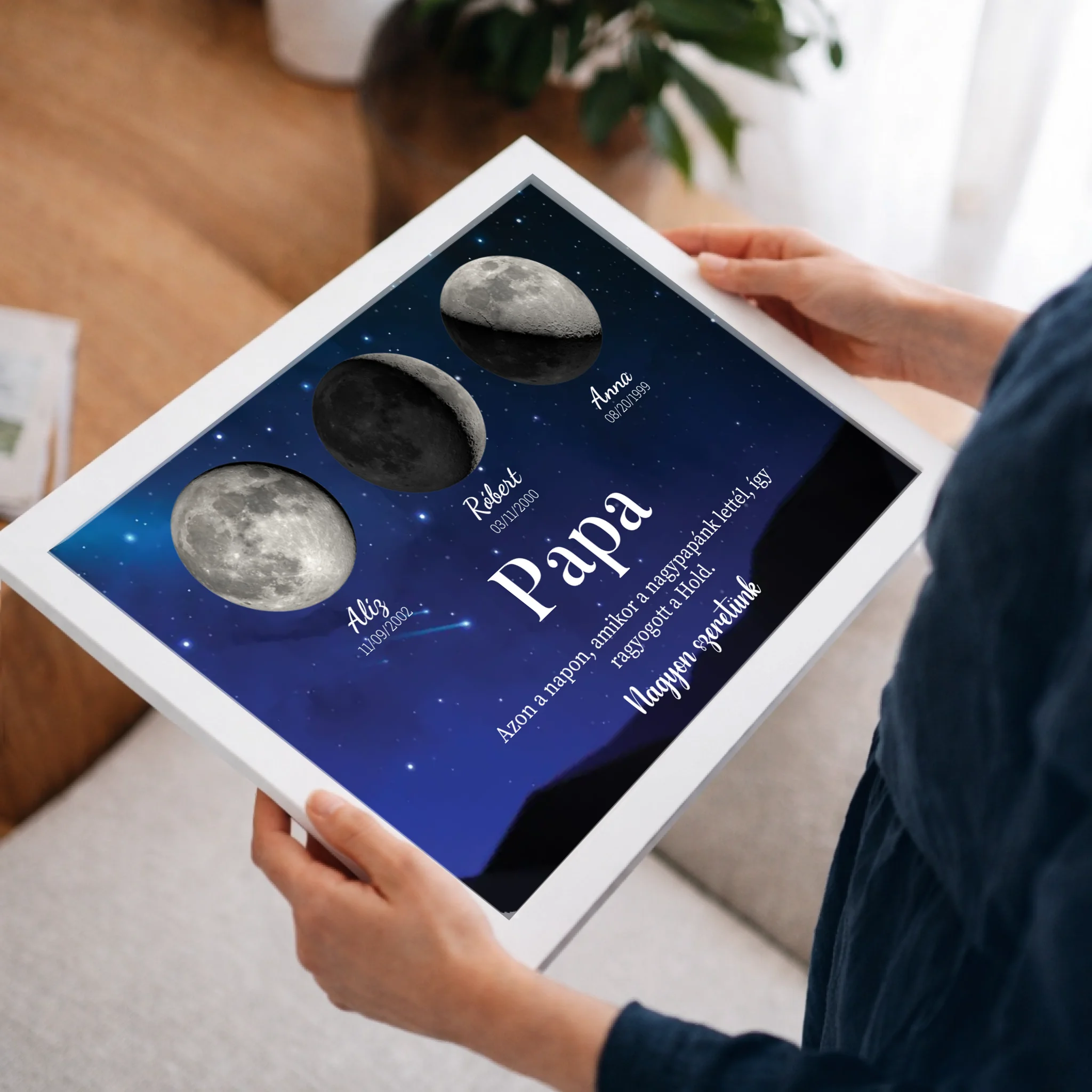 Ajándék papának - Holdfázisos falikép szerkeszthető feliratokkal