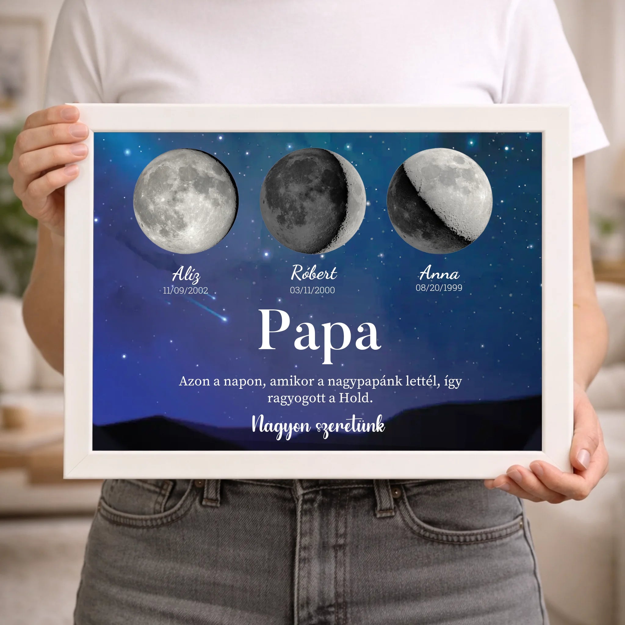 Ajándék papának - Holdfázisos falikép szerkeszthető feliratokkal
