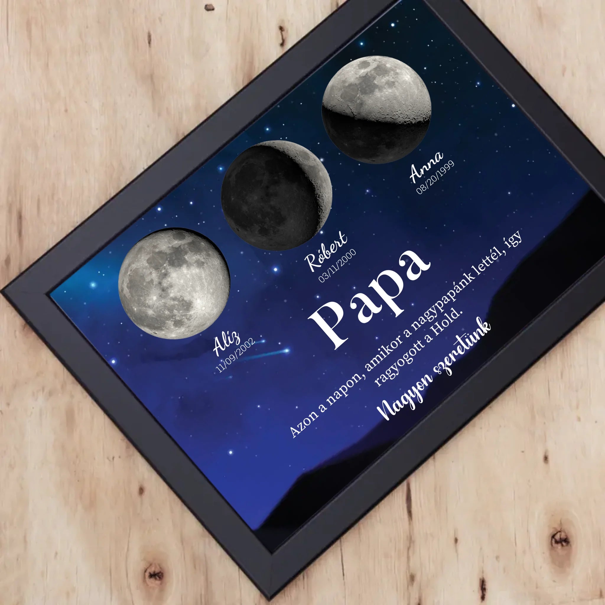 Ajándék papának - Holdfázisos falikép szerkeszthető feliratokkal