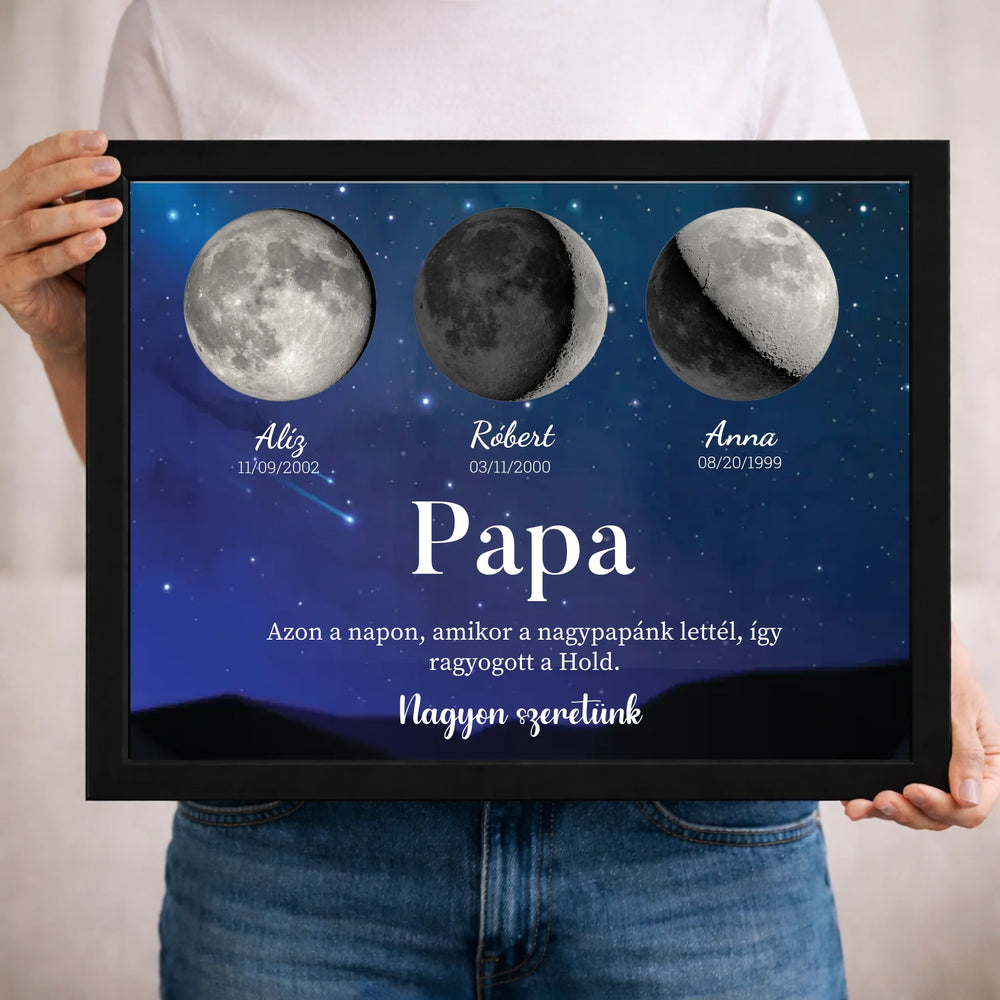 Ajándék papának - Holdfázisos falikép szerkeszthető feliratokkal