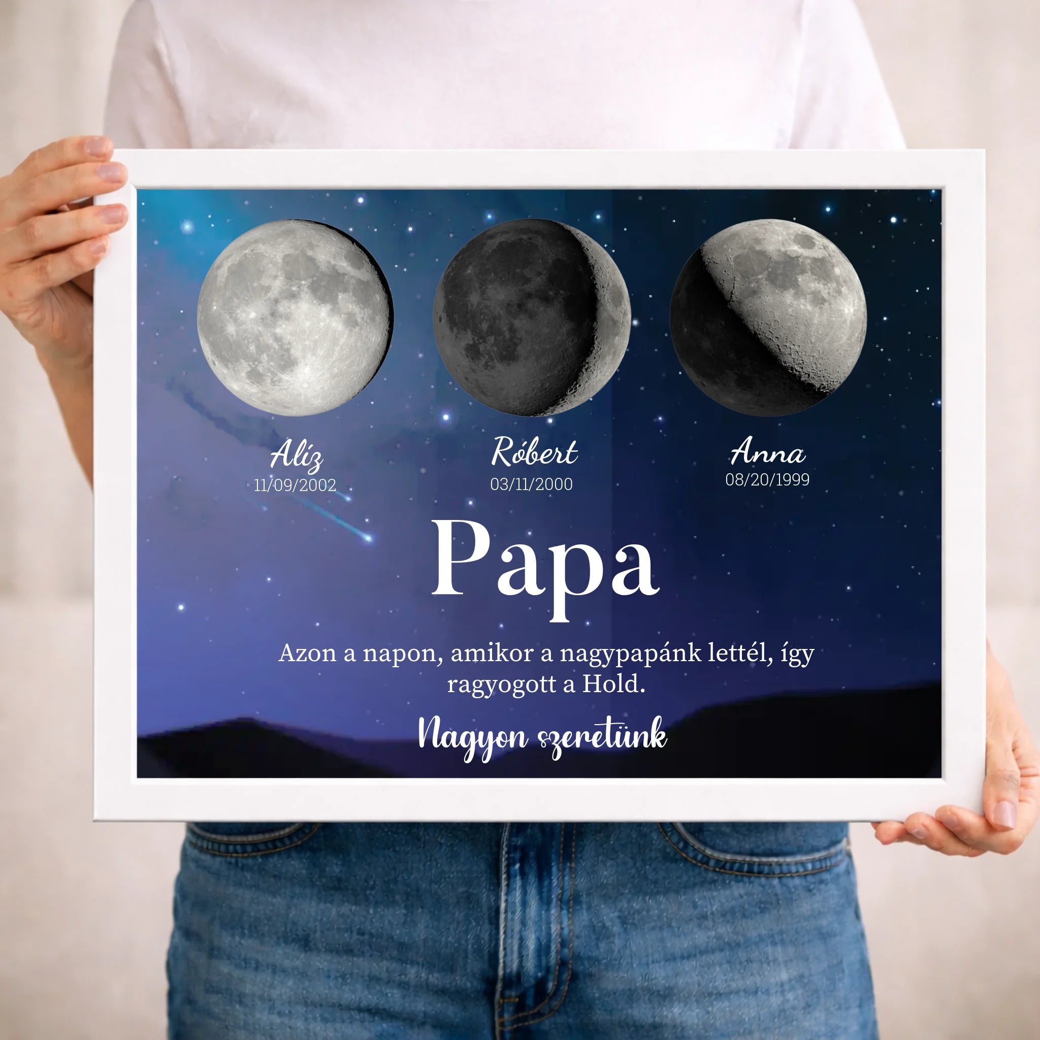Ajándék papának - Holdfázisos falikép szerkeszthető feliratokkal