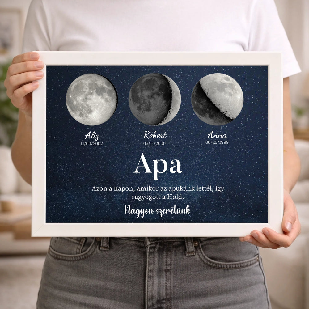 	 Ajándék apának - Holdfázisos falikép szerkeszthető feliratokkal