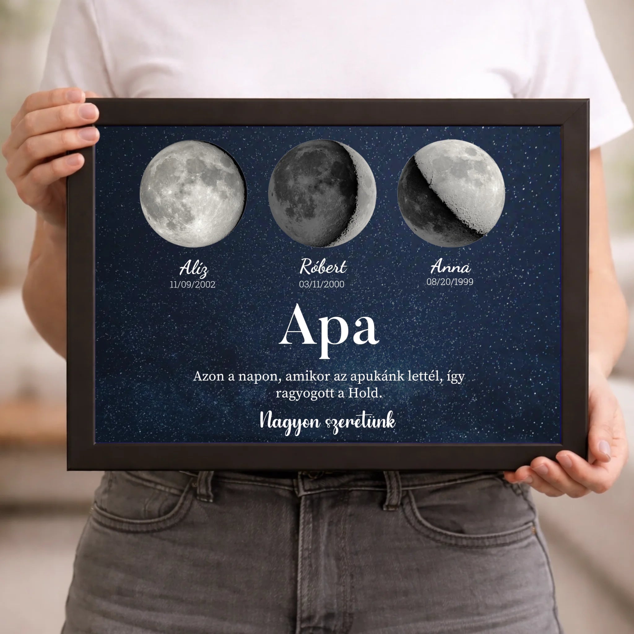 	 Ajándék apának - Holdfázisos falikép szerkeszthető feliratokkal