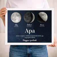 	 Ajándék apának - Holdfázisos falikép szerkeszthető feliratokkal
