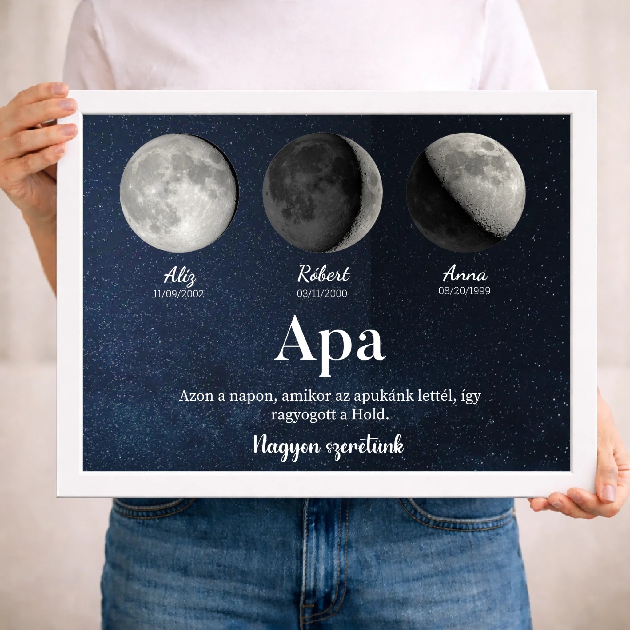 	 Ajándék apának - Holdfázisos falikép szerkeszthető feliratokkal