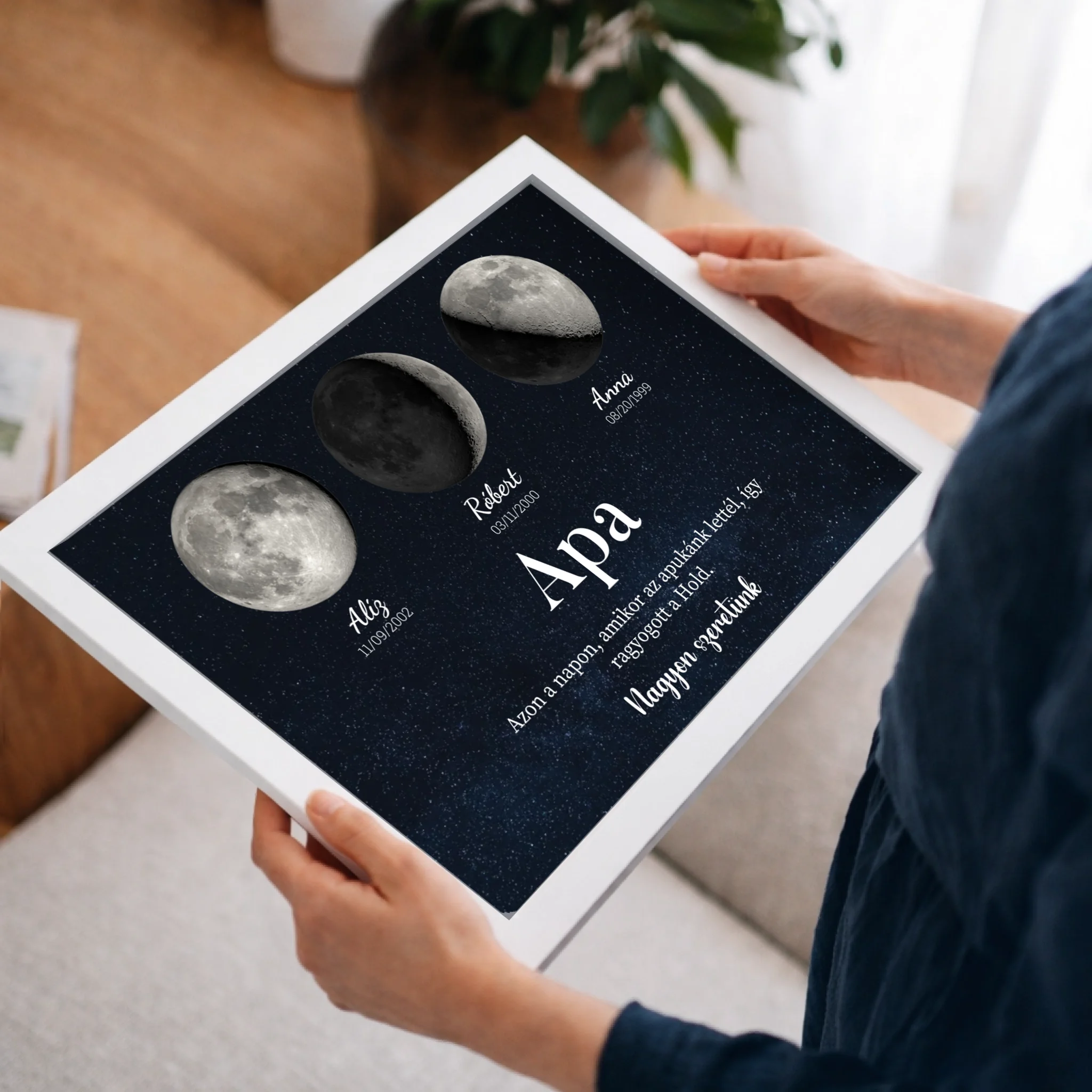 	 Ajándék apának - Holdfázisos falikép szerkeszthető feliratokkal