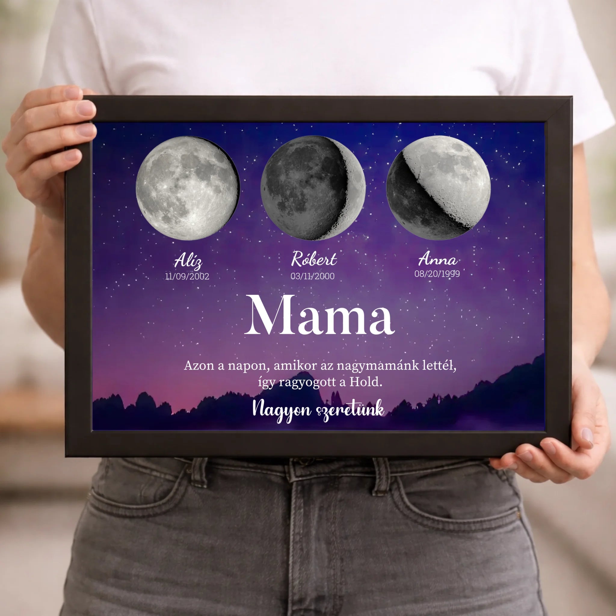 Ajándék mamának - Holdfázisos falikép szerkeszthető feliratokkal