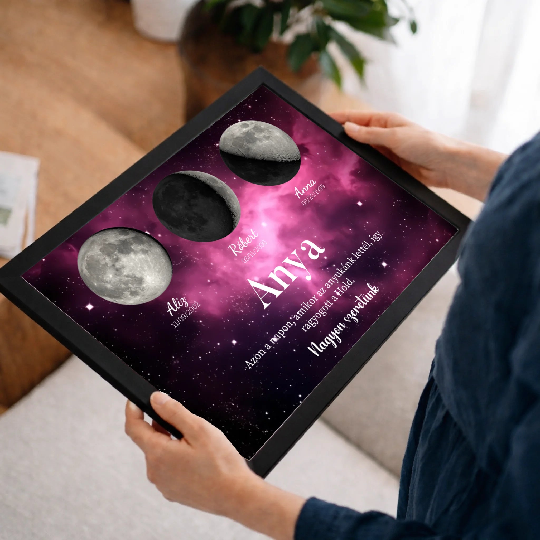 Ajándék anyának - Holdfázisos falikép szerkeszthető feliratokkal