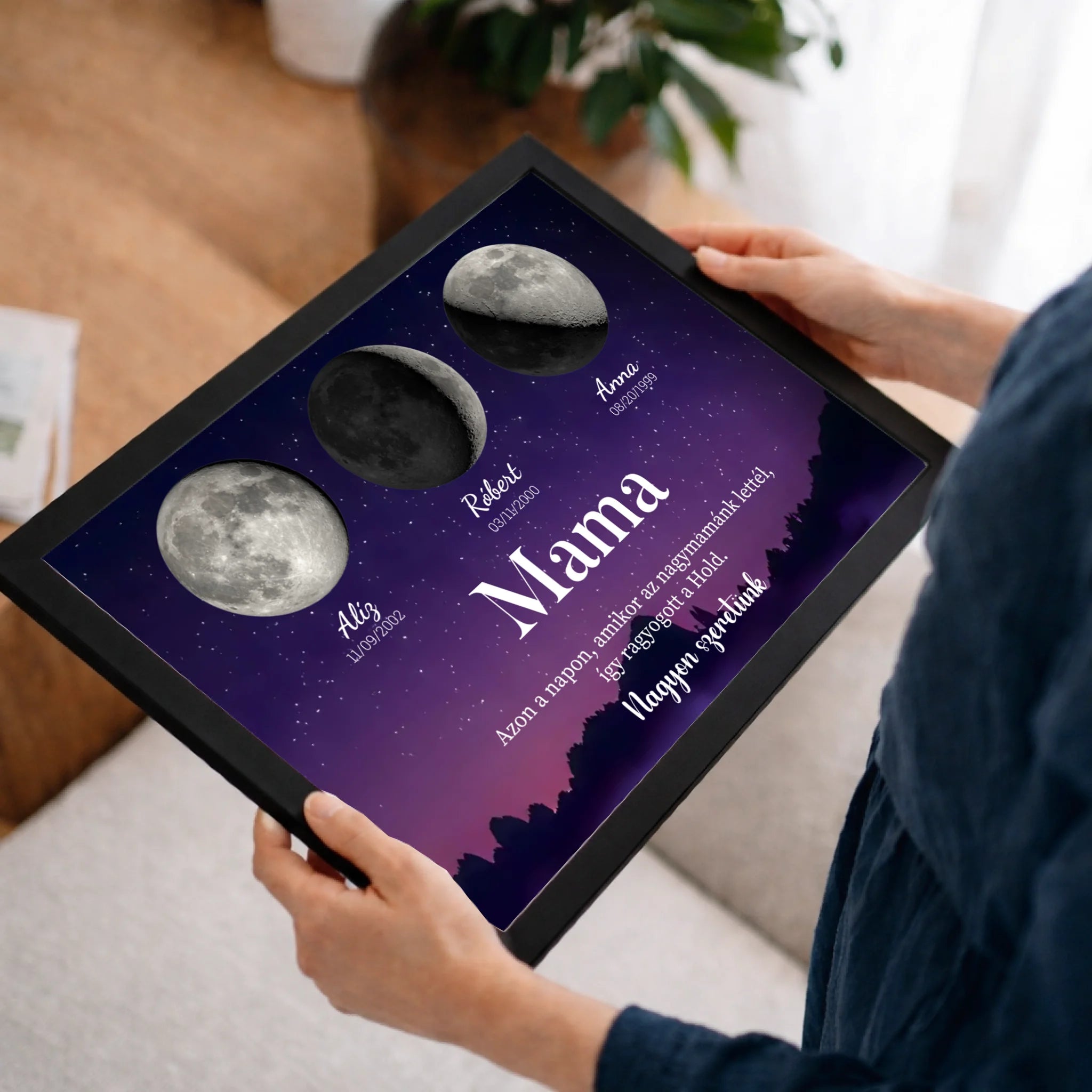 Ajándék mamának - Holdfázisos falikép szerkeszthető feliratokkal