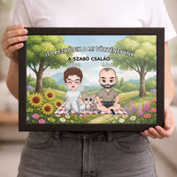 Személyre szabható cuki karakteres falikép pároknak akár 4 kisálattal