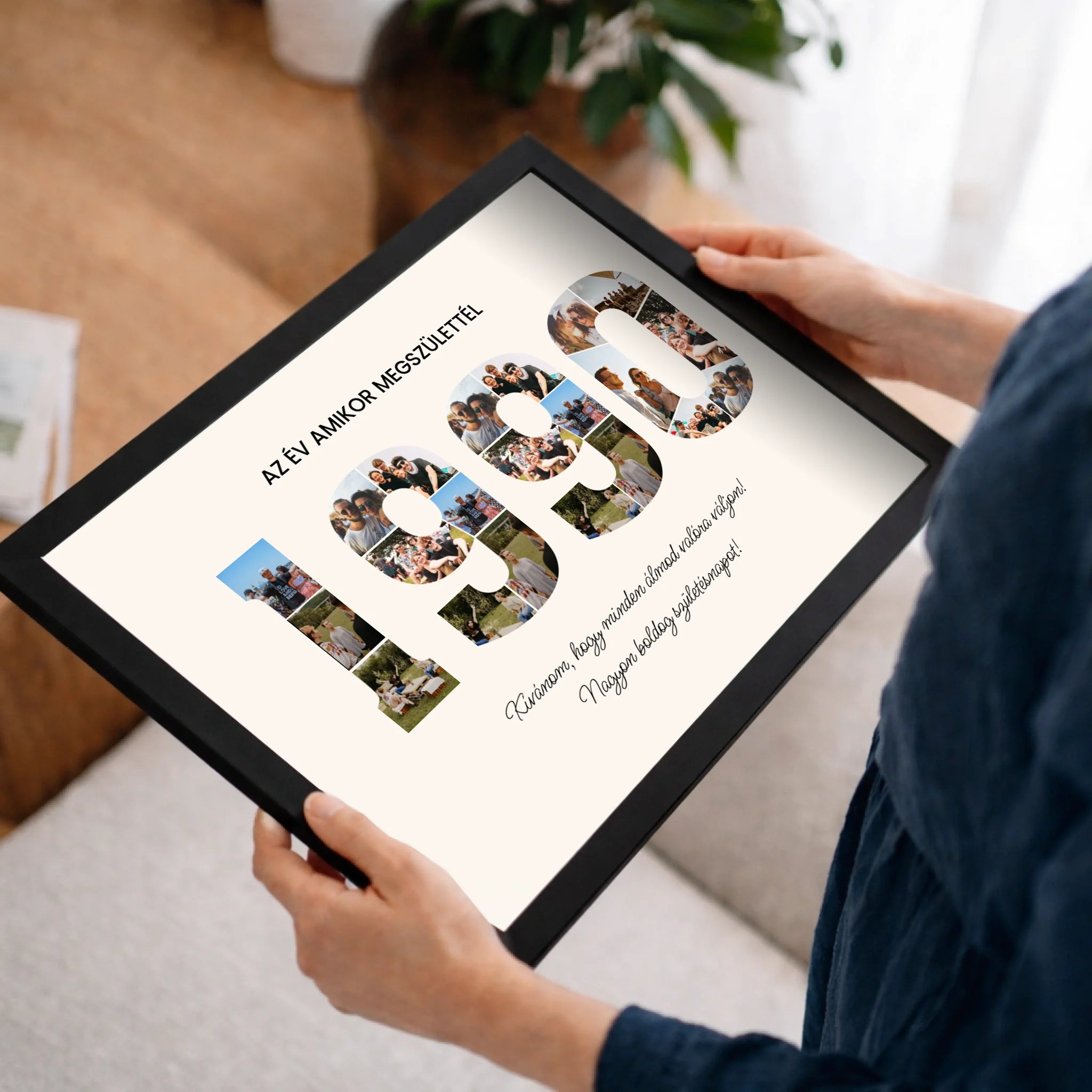 Személyre szabható születésnapi ajándék - egyedi képes évszámos falikép választható évszámmal