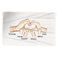 Személyre szabható takaró - egyedi családi ajándék kezekkel és nevekkel