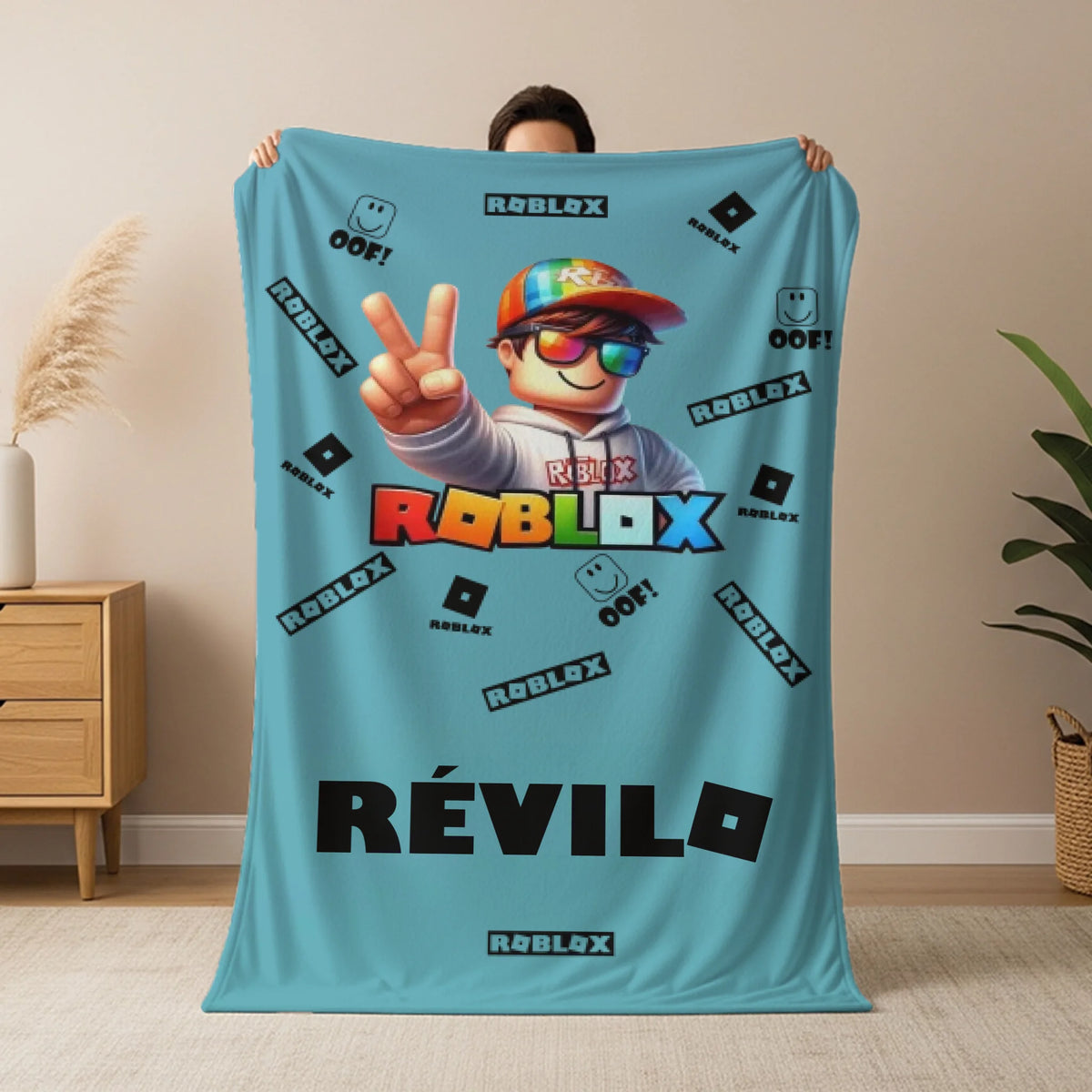 Egyedi neves pléd gyerekeknek - Roblox mintás takaró