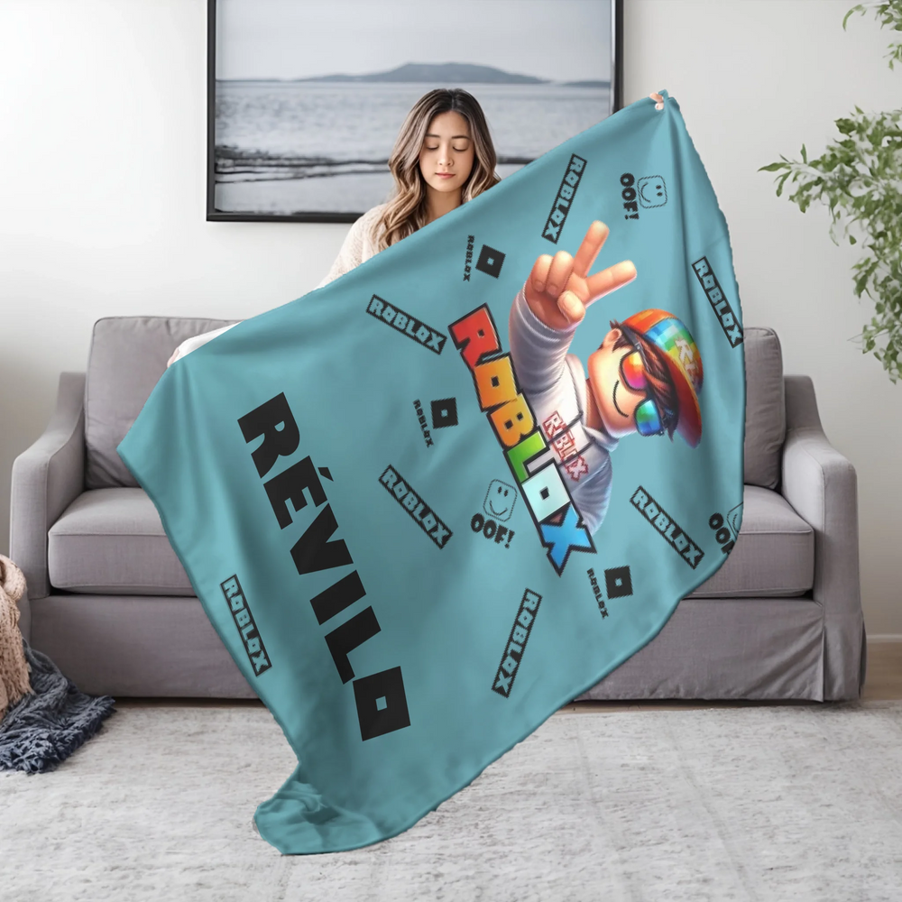 Egyedi neves pléd gyerekeknek - Roblox mintás takaró