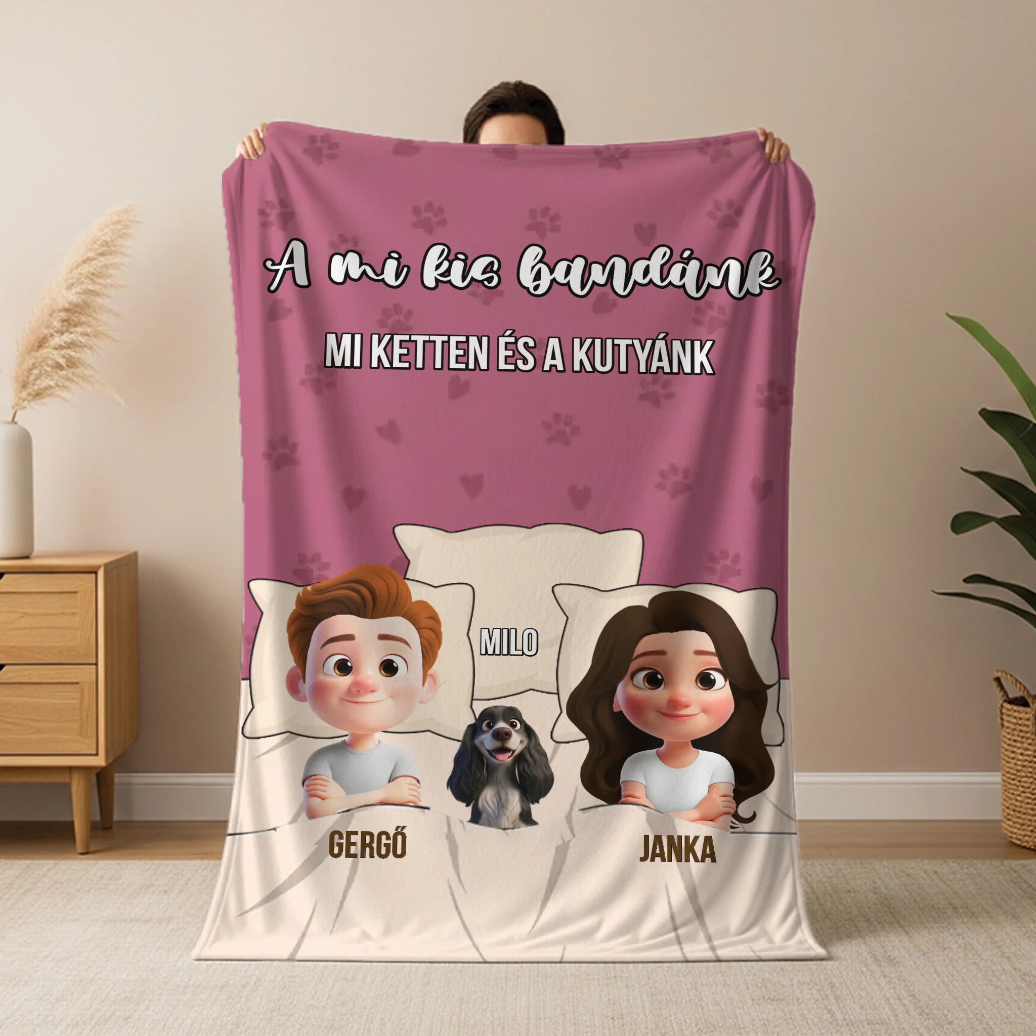 Egyedi neves munkagépes pléd gyerekeknek