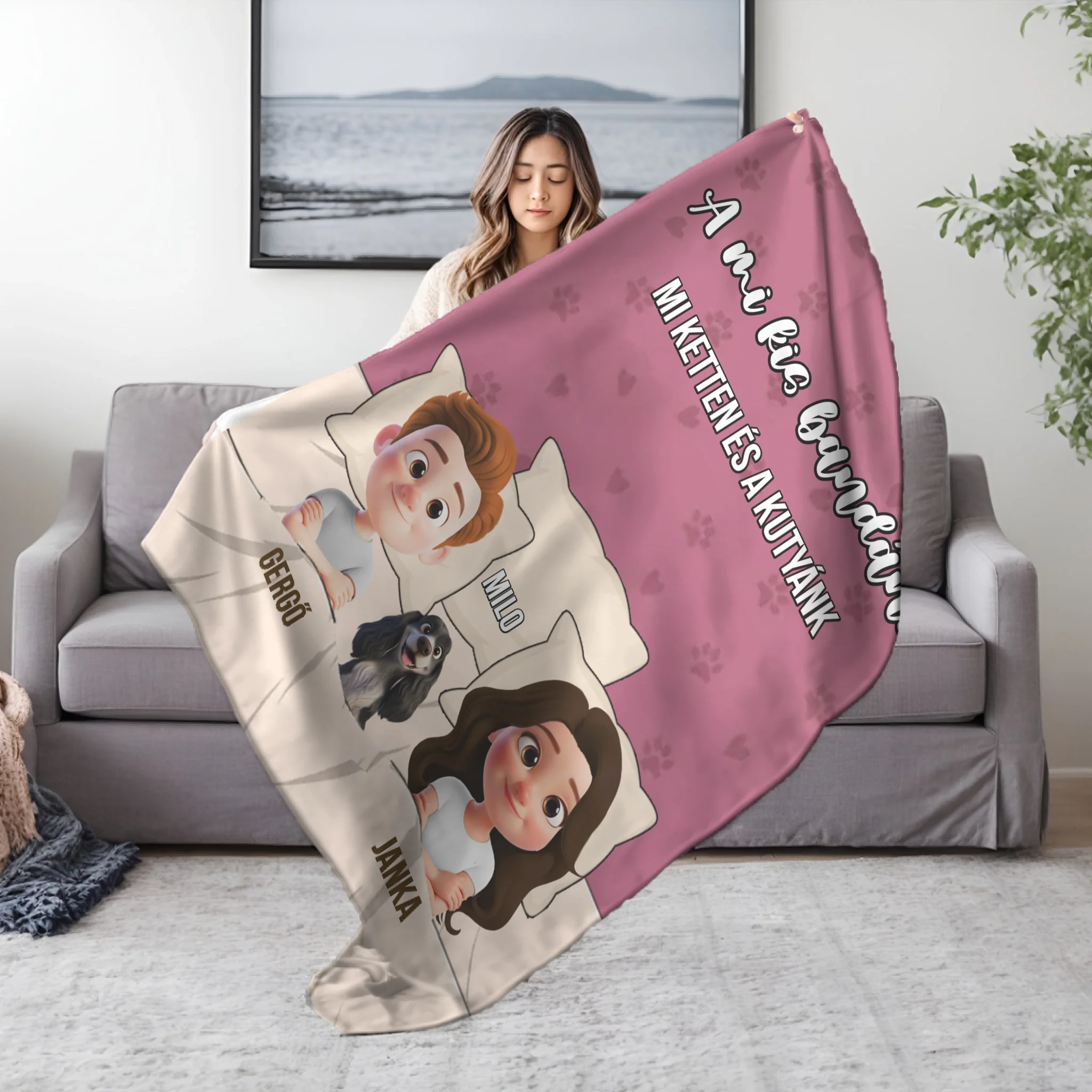 Egyedi neves munkagépes pléd gyerekeknek