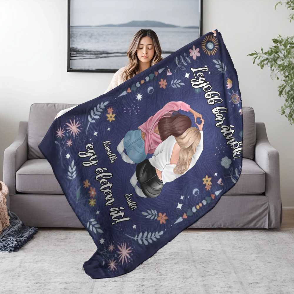 Egyedi karakteres legjobb barátnők pléd