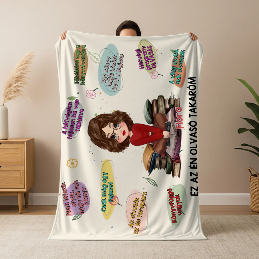 Személyre szabható olvasó takaró - cuki karakteres pléd lányoknak