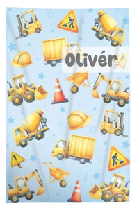 Egyedi neves munkagépes pléd gyerekeknek