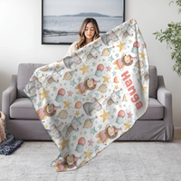 Szülinapi pléd gyerekeknek - állatos mintával, egyedi névvel