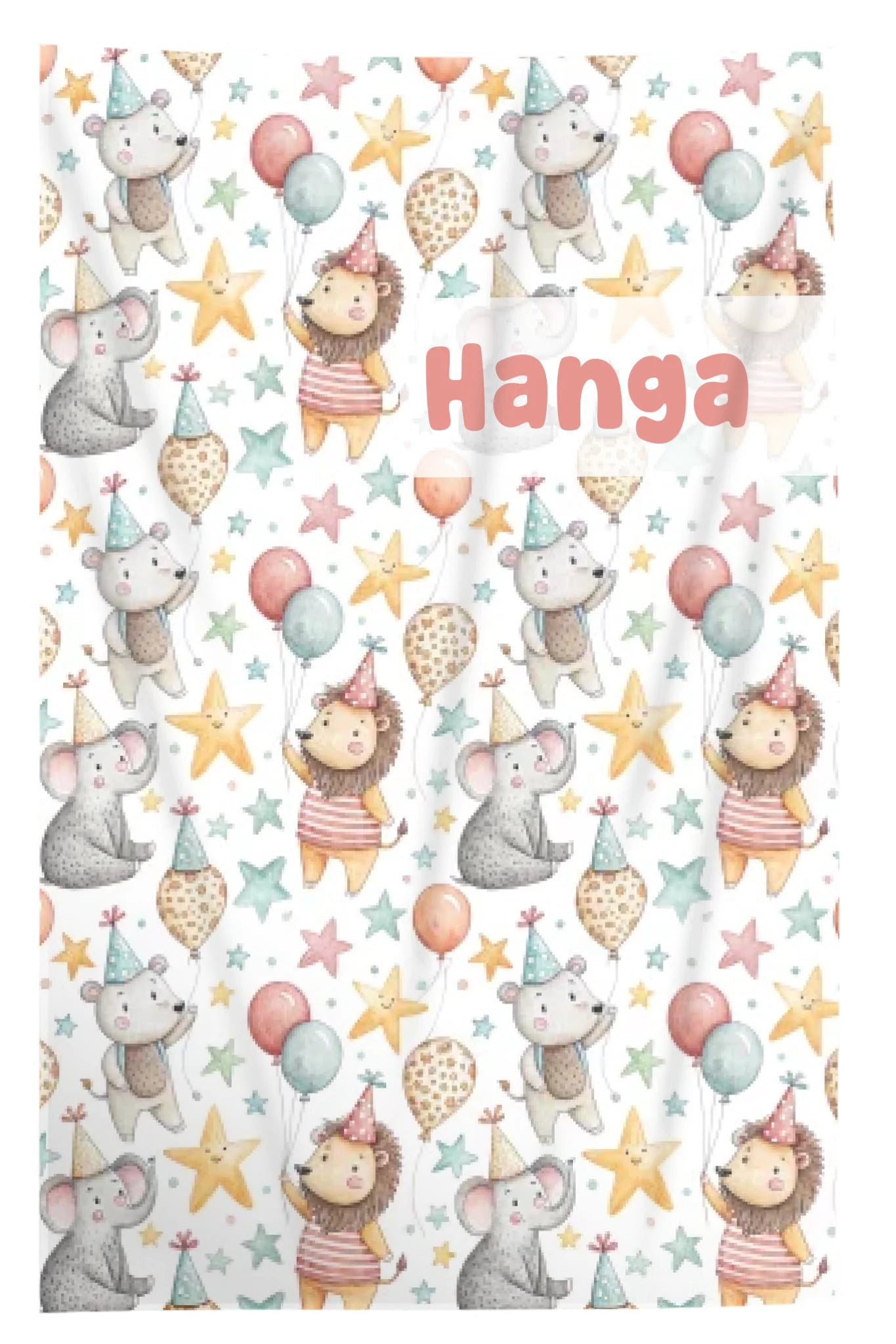 Szülinapi pléd gyerekeknek - állatos mintával, egyedi névvel