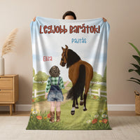 Névreszóló gyerek takaró - egyedi lovas pléd lányoknak