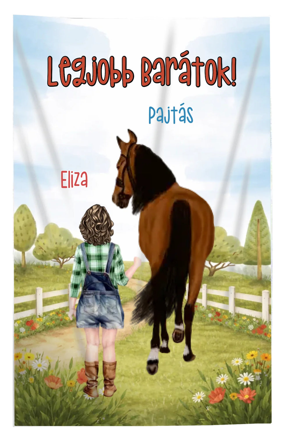 Névreszóló gyerek takaró - egyedi lovas pléd lányoknak