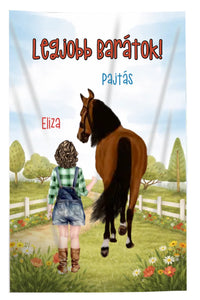 Névreszóló gyerek takaró - egyedi lovas pléd lányoknak