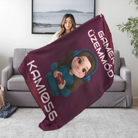 Névre szóló gyerek takaró gamer mintával - személyre szabható pléd fiú karakterrel