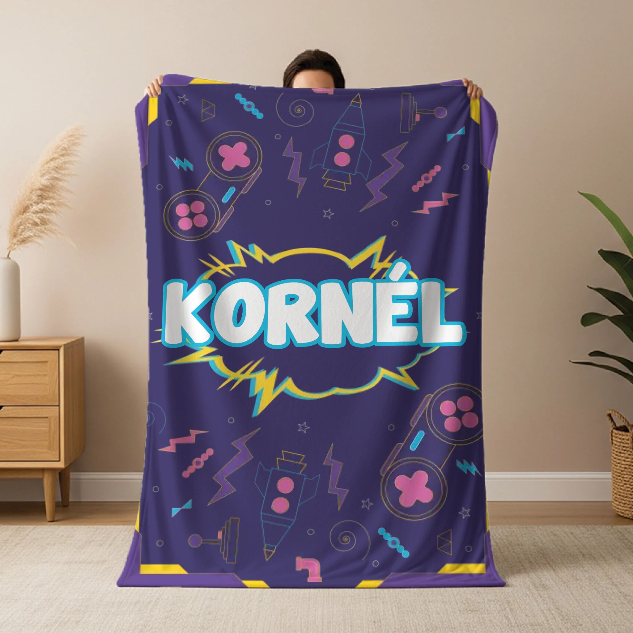 Névre szóló gamer pléd - egyedi ajándék játékosoknak