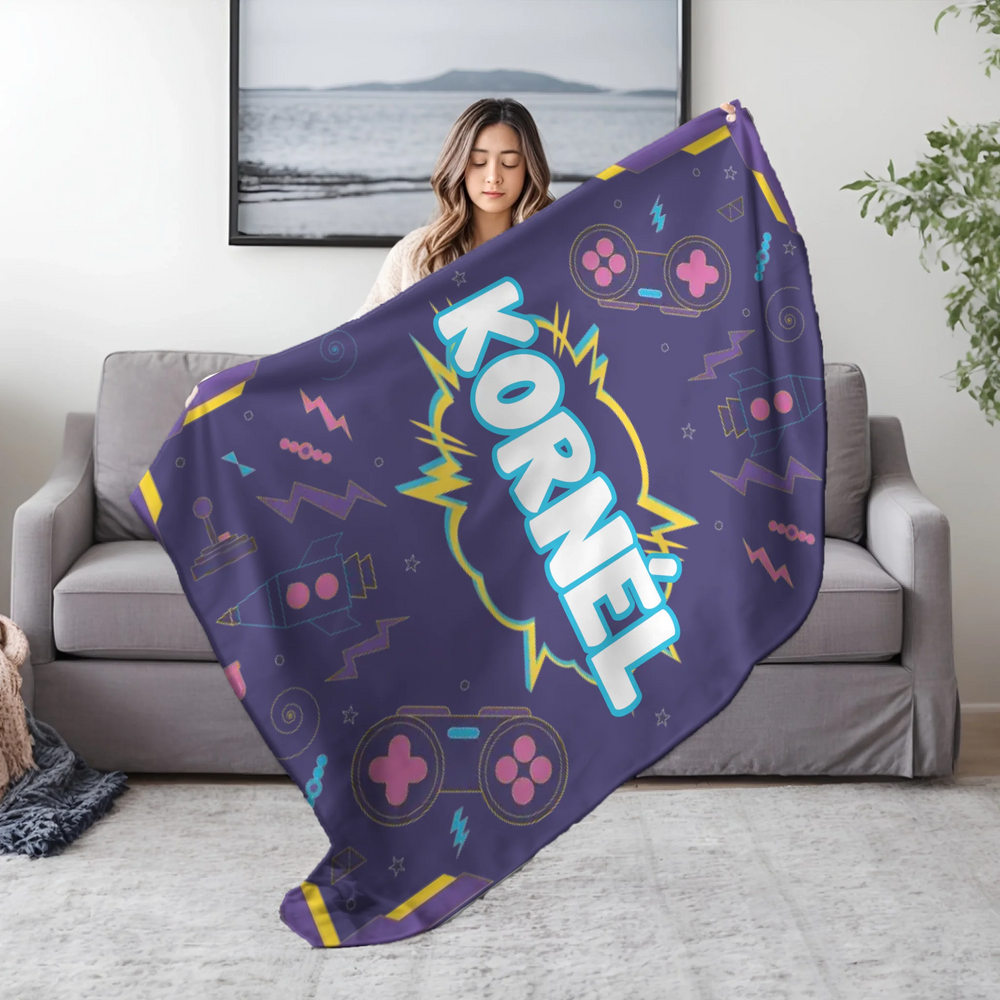 Névre szóló gamer pléd - egyedi ajándék játékosoknak