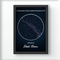 Születésnapi csillagtérkép falikép - a csillagok állása amikor megszülettél