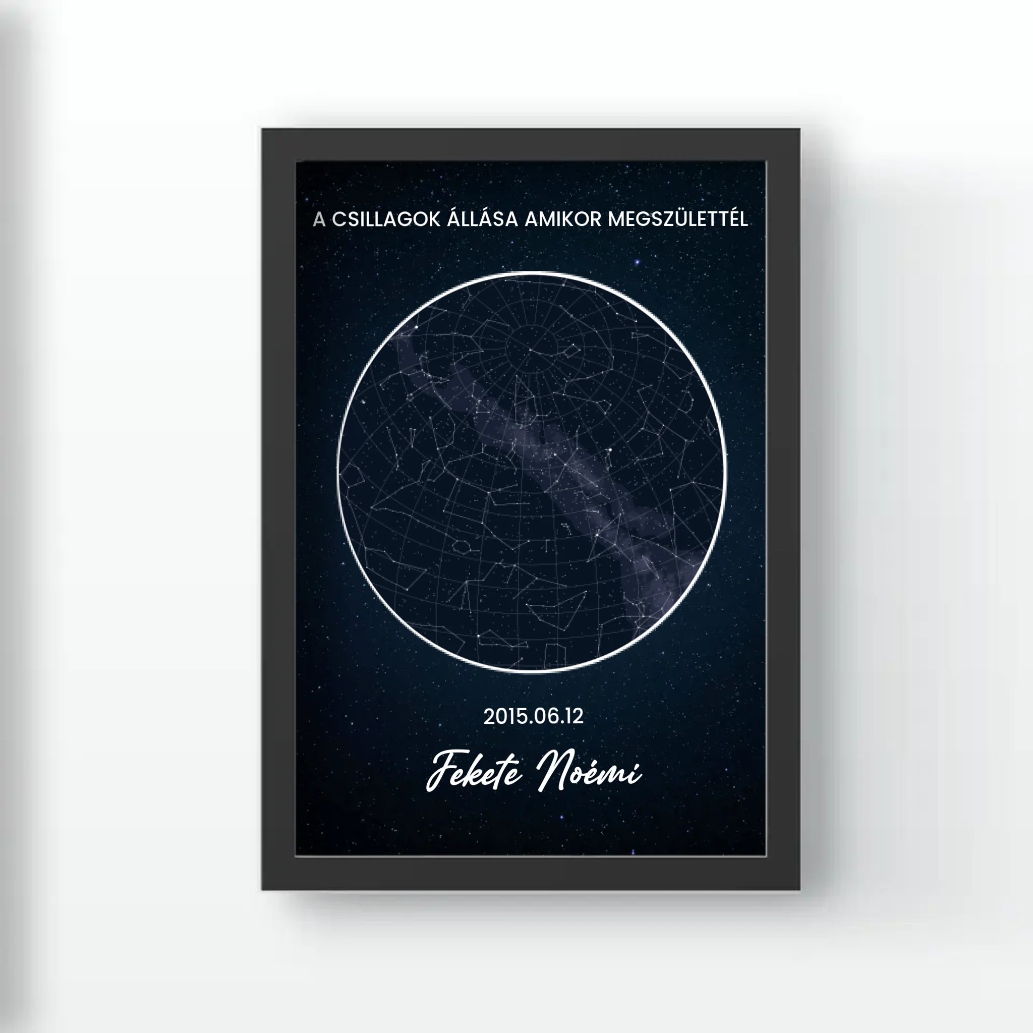 Születésnapi csillagtérkép falikép - a csillagok állása amikor megszülettél