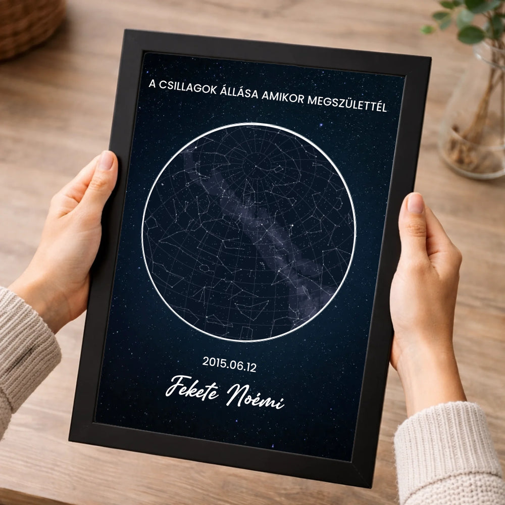 Születésnapi csillagtérkép falikép - a csillagok állása amikor megszülettél