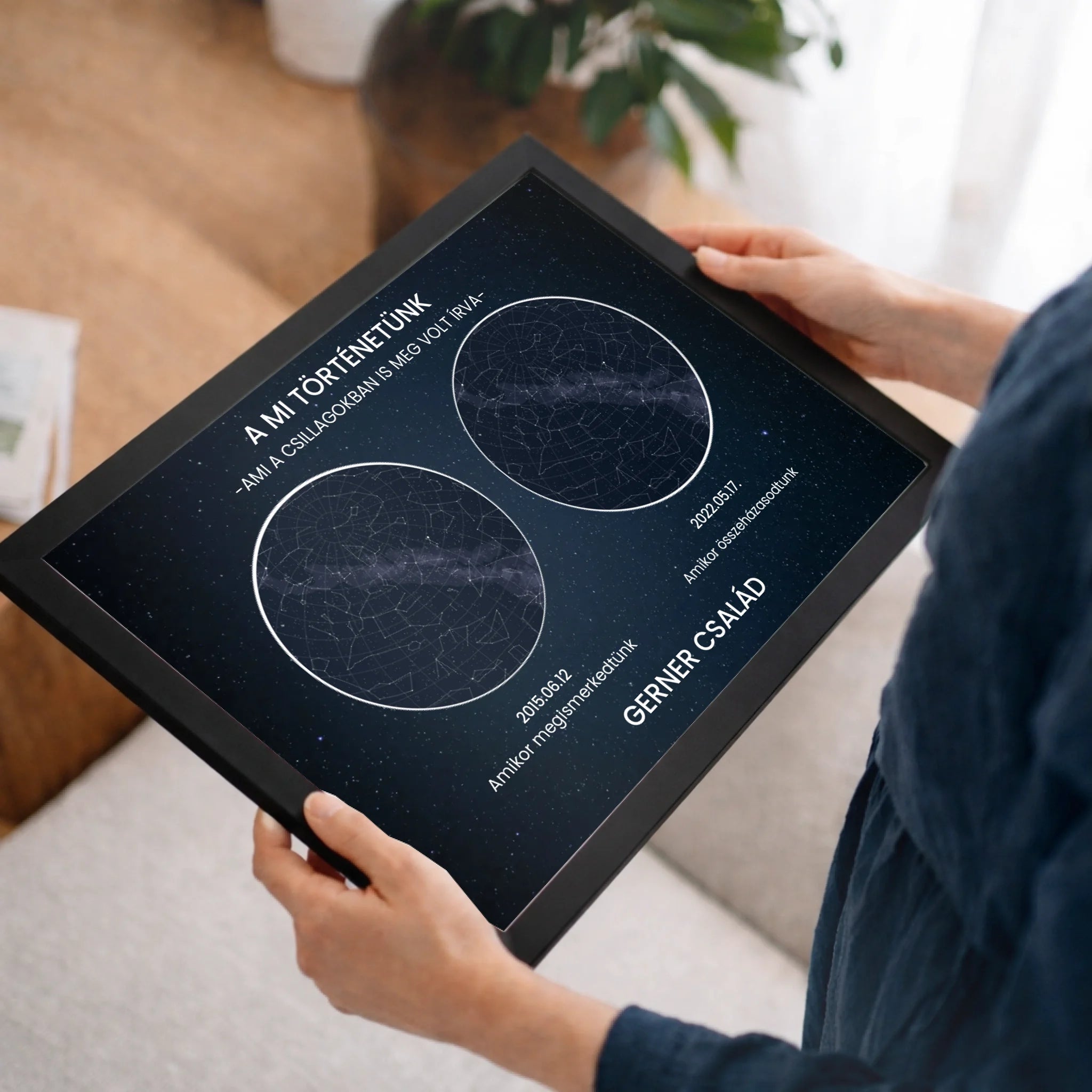 Személyre szabható családi ajándék - egyedi életesemény csillagtérkép falikép