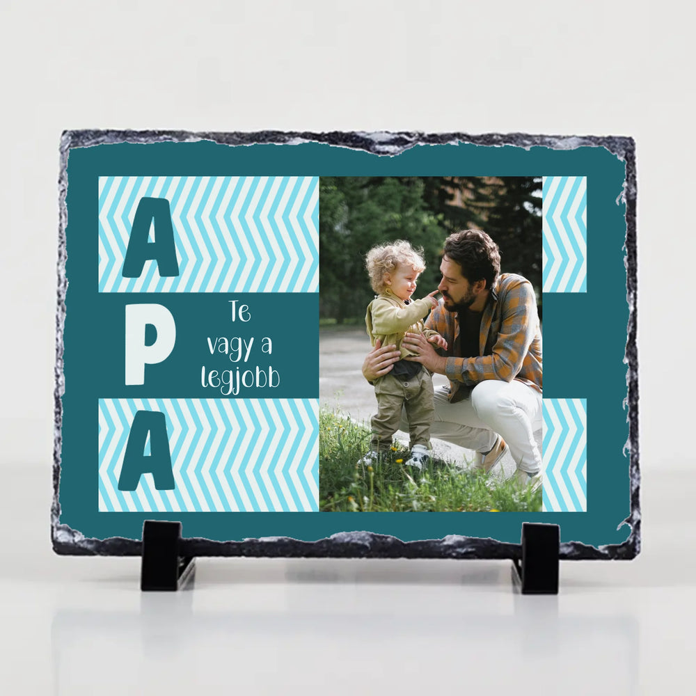 Apák napi egyedi fényképes gránitlap felirattal