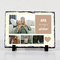 Egyedi fényképes gránitlap apák napjára 4 képpel és felirattal