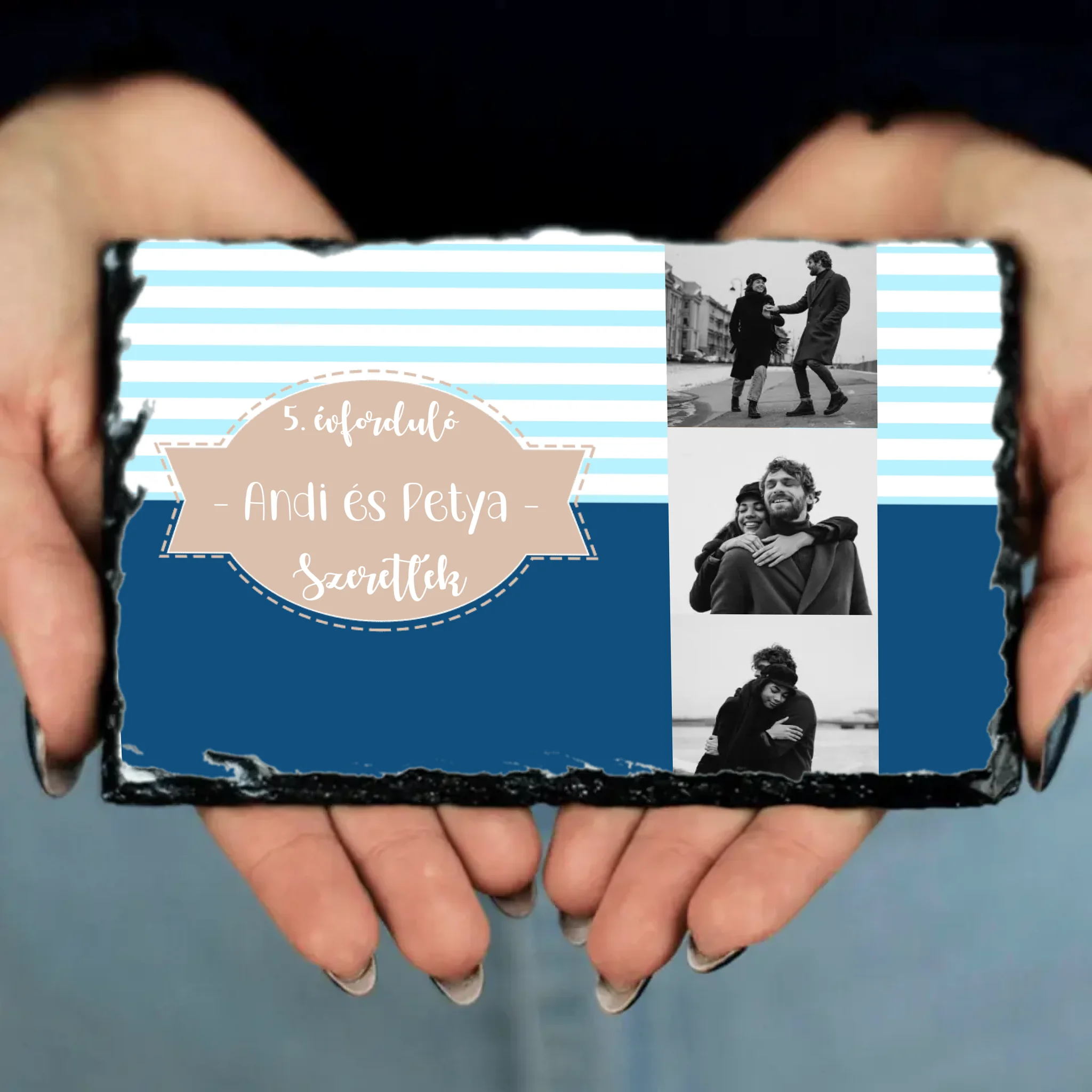 Egyedi fényképes gránitlap 3 képpel