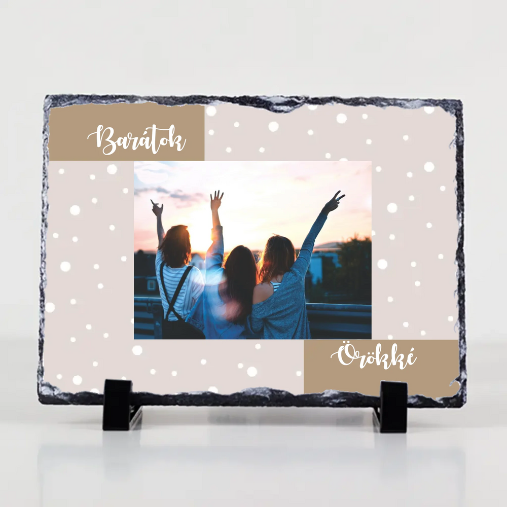 Egyedi fényképes gránitlap pöttyös háttérrel