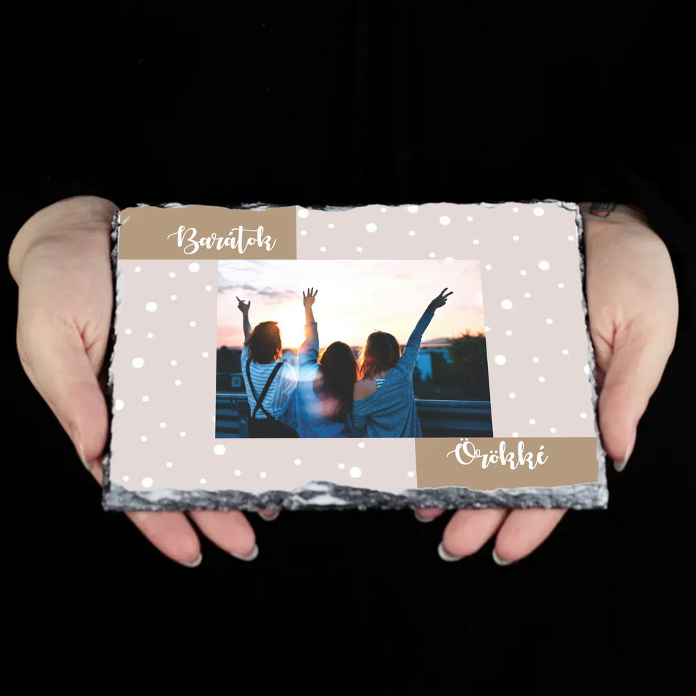 Egyedi fényképes gránitlap pöttyös háttérrel