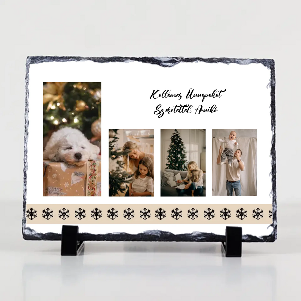 Ajándék gránitkép Kellemes Ünnepeket felirattal