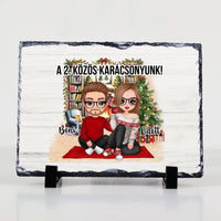 Egyedi karácsonyi ajándék pároknak - szerkeszthető karakteres gránitlap