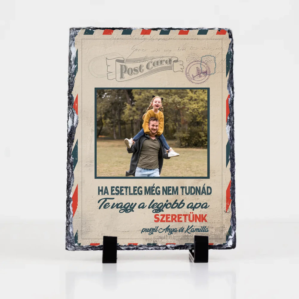 Egyedi apák napi ajándék apáknak - Te vagy a legjobb apa gránitlap XL