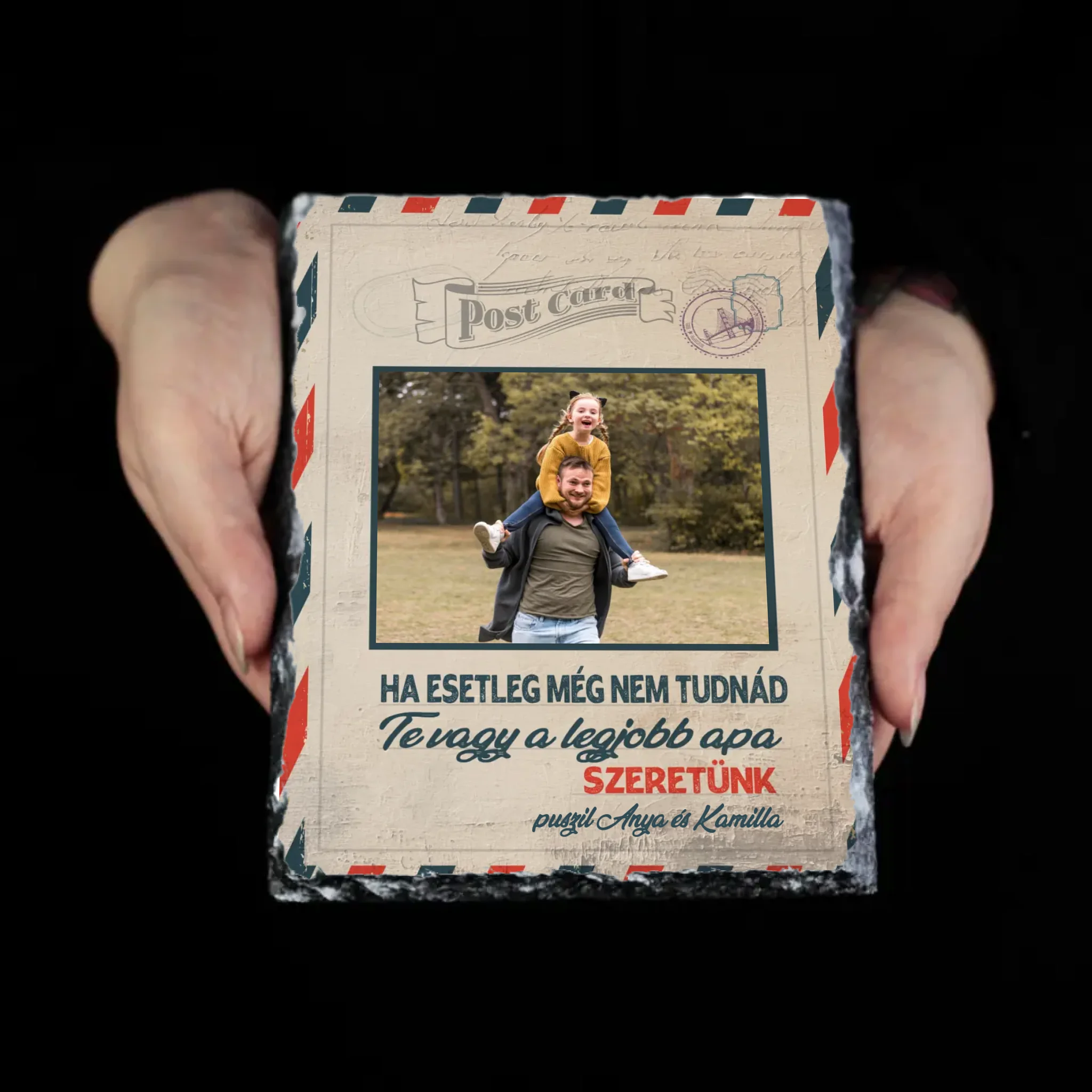 Egyedi apák napi ajándék apáknak - Te vagy a legjobb apa gránitlap XL