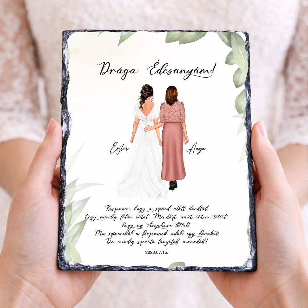 Drága Édesanyám gránitkép - személyre szabható esküvői köszönőajándék anyukáknak