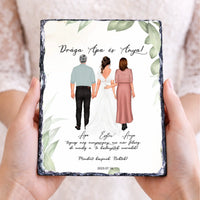 Szerkeszthető karakteres esküvői köszönőajándék gránitlap szülőknek - lánytól