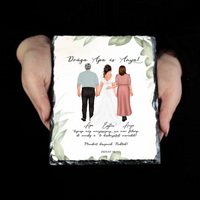 Szerkeszthető karakteres esküvői köszönőajándék gránitlap szülőknek - lánytól