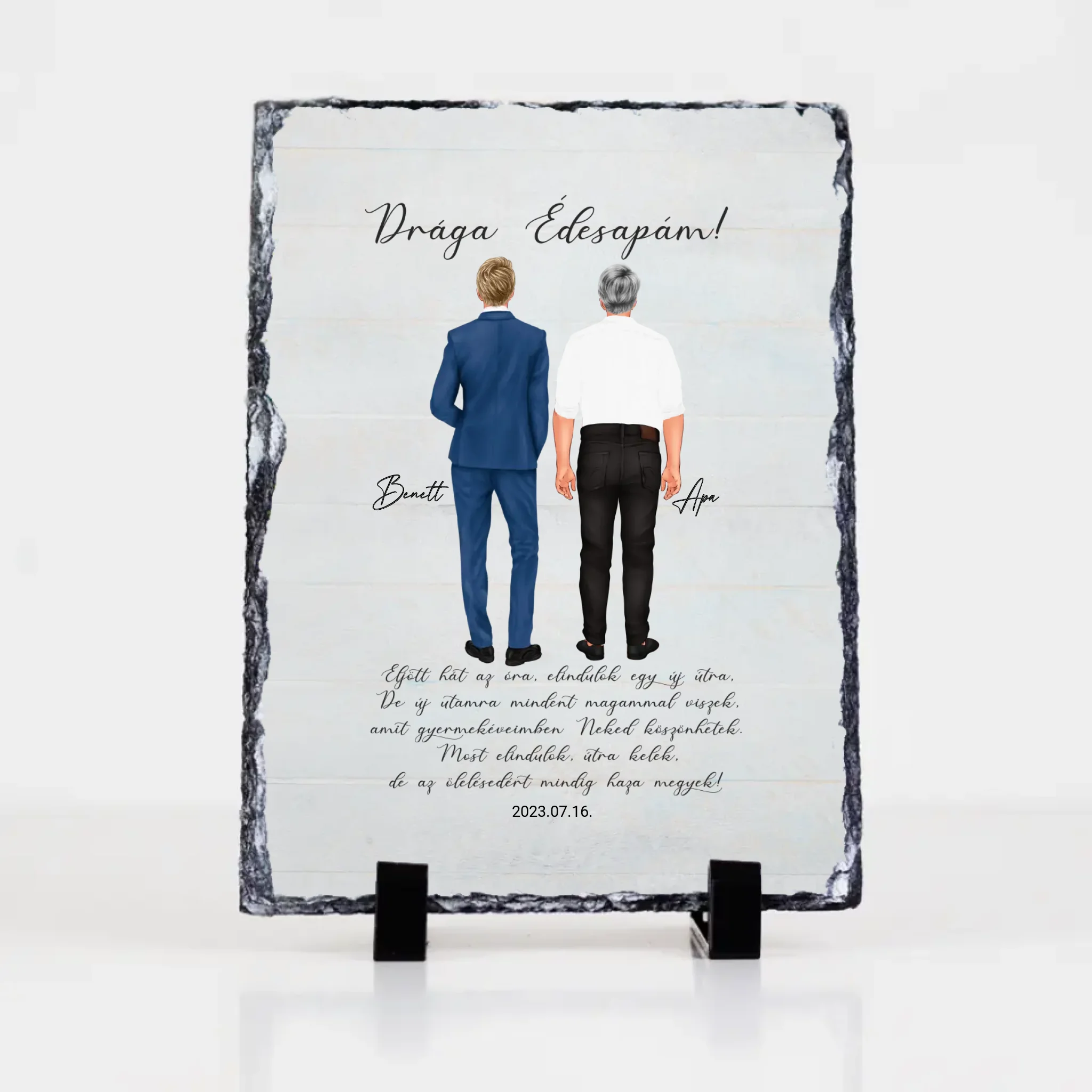 Drága Édesapám gránitkép - személyre szabható esküvői köszönőajándék apáknak fiútól