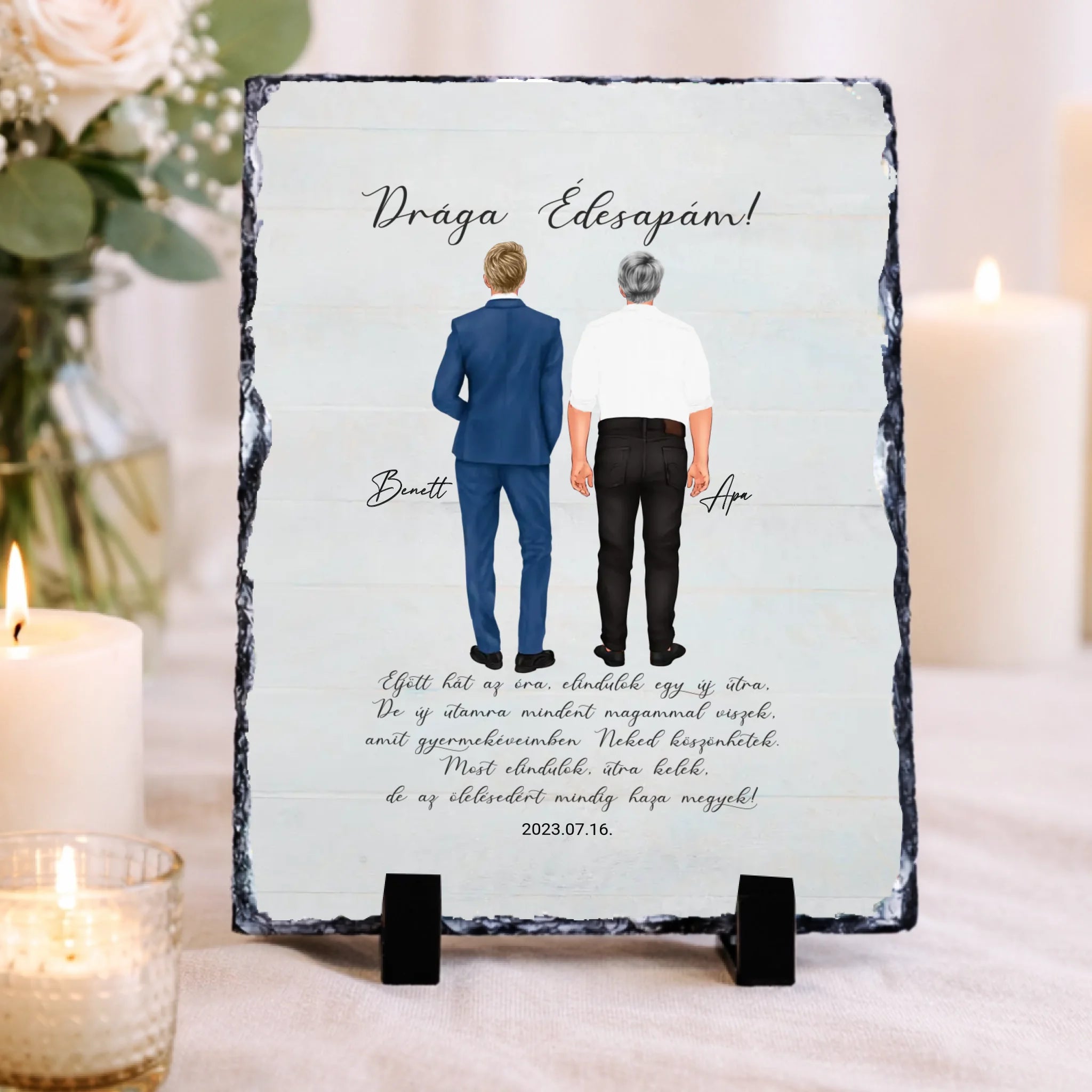  Drága Édesapám gránitkép - személyre szabható esküvői köszönőajándék apáknak fiútól