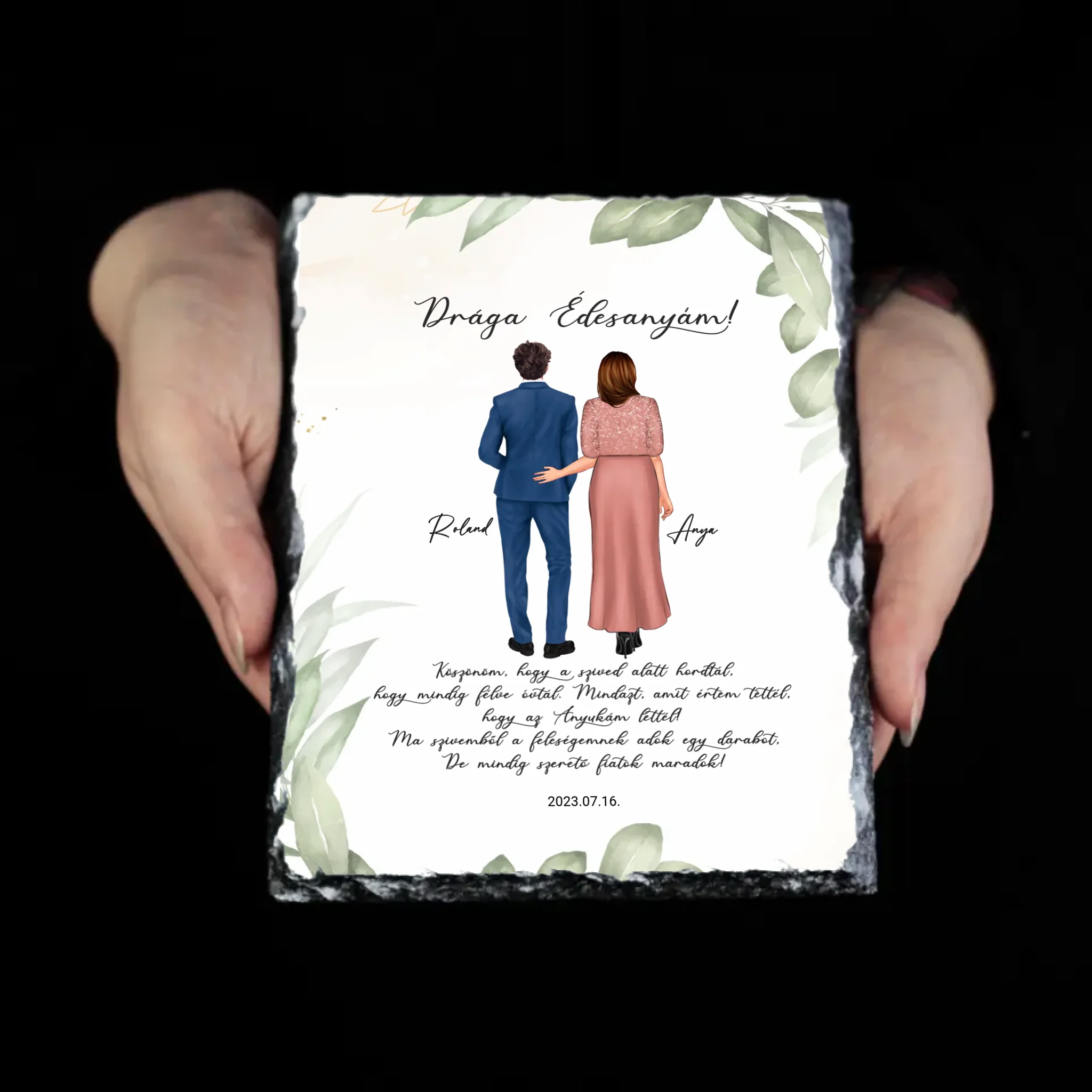 Drága Édesanyám gránitkép - személyre szabható esküvői köszönőajándék anyukáknak fiútól